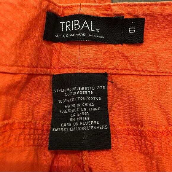 Tribal Cargo Pants Women's 6 Utility Convertible Wide Leg Cotton Boho Lagenlook - Picture 2 of 8